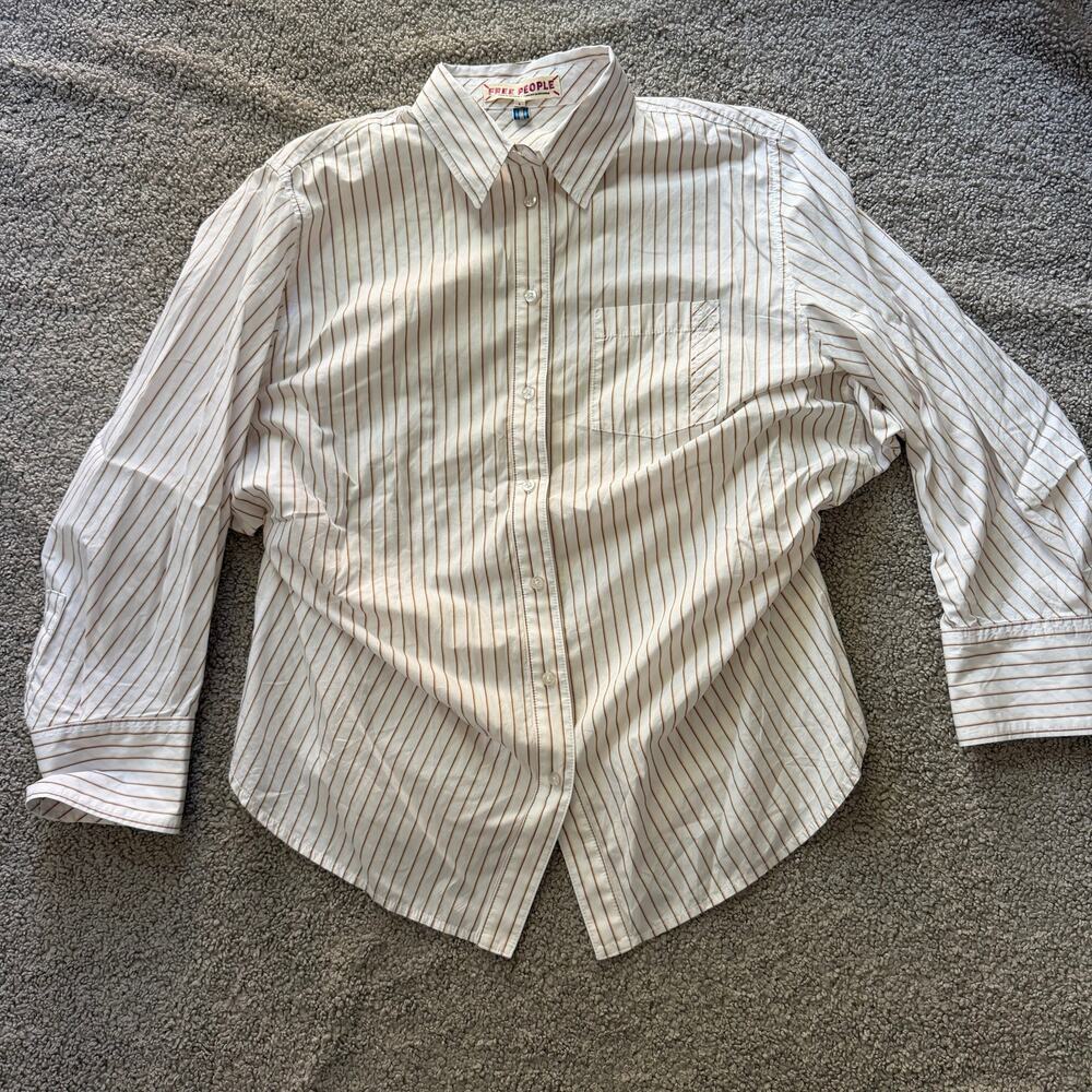 Free People Sabine Striped Articulated Shirt Sz Small Blair Stripe Ecru Combo